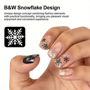 <span class=keywords><strong>Uñas</strong></span> Acrílicas Doradas con Purpurina para Navidad, Diseño <span class=keywords><strong>de</strong></span> Copos <span class=keywords><strong>de</strong></span> Nieve, Cobertura Completa, Acabado Brillante, Puntas Largas, Patrón <span class=keywords><strong>de</strong></span> Mariposa para Dedos - Product Image 6