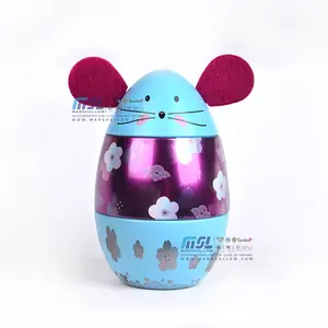 customized blue mice design with ears novelty tin box Easter Egg Tin Egg-Size egg tin for chocolate packaging
