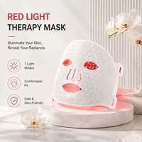 Masque facial LED portable OEM/ODM à 7 couleurs, 432 LED, lumière rouge, en silicone, rechargeable, avec télécommande, pour la beauté