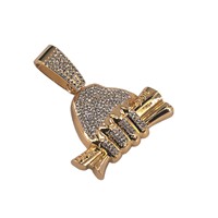 PD3161 Nouveau collier hip-hop européen et américain RICH FOREVER, pendentif billet de banque pour homme, entièrement serti de diamants, chaîne à maillons en alliage de zinc