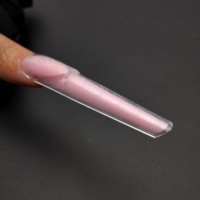 Formes doubles carrées allongées pour extensions d'ongles en acrylique, style French, avec logo personnalisé, double haute qualité