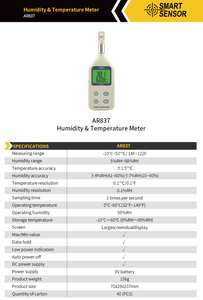 Thermo-hygromètre numérique industriel à test rapide, construction en plastique USB, écran OLED, indice de protection IP64 pour la température et l'humidité - Product Image 6