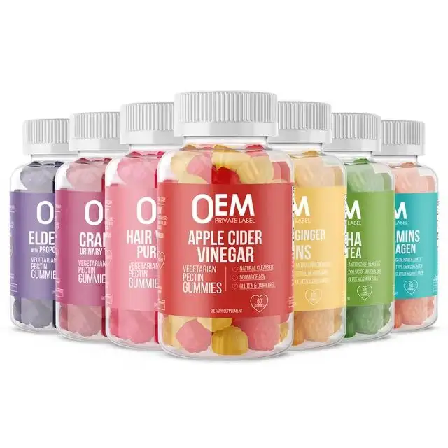 Nghệ trà xanh Ashwagandha siêu trái cây rêu biển Vitamin C Cơm cháy Biotin APPLE CIDER Collagen Vegan Gummies