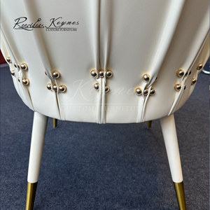 Keynes Modern Luxury Jacquard Fabric Accent Chair Cream White Upholstered Leisure Armchair with Gold Tipped Legs for Living Room - Product Image 5