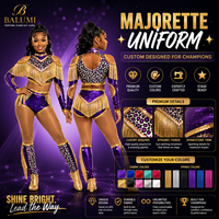 Uniforme de majorette personnalisé à franges dorées motif léopard, 3 pièces, découpé, manches longues, pour compétition et scène, couleur personnalisée OEM