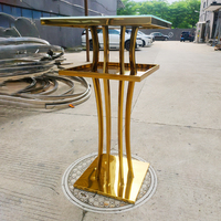 Table de bar de haute qualité, design moderne, nouvelle conception, cadre carré en acier inoxydable, plateau en verre, pour mariage, événement, fête