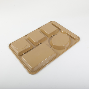 HCMA al por mayor restaurante de plástico irrompible bandeja de servicio dividida 100% melamina blanco <span class=keywords><strong>6</strong></span> secciones dividir platos con compartimentos - Product Image 5