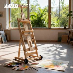 Cavalletto in Legno di Olmo o Faggio per Pittura con Ruote per Artisti e Studenti - Product Image 4