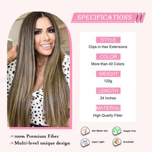 Extensiones de cabello con Clip para mujer, postizo largo recto, extensión de cabello de 24 pulgadas, una pieza, 5 Clips, extensiones de cabello largo y recto - Product Image 2