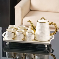 Service à café et thé de luxe 2026 en porcelaine dorée de style européen, écologique, pour expresso et voyage, vente en gros