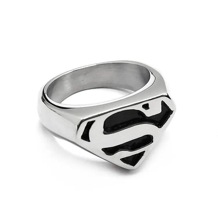 סיטונאי יציבות נירוסטה קריקטורה מכתב S סופרמן טבעת לגברים