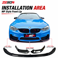 Spoiler avant en fibre de carbone sèche ZESON style MP pour BMW M3 F80 M4 F82 F83 2014-2018