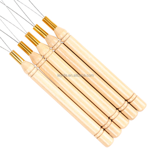 Holzgriff Haar verlängerungen <span class=keywords><strong>Loop</strong></span> Needle Wire Pulling <span class=keywords><strong>Hook</strong></span> Tool für Silikon Micro link Perlen und Federn Haar verlängerung - Product Image 5