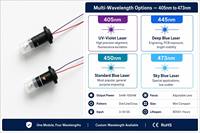 Modul Laser Biru 405nm 445nm 450nm 473nm Fokus Dapat Disesuaikan Kepala Dioda Mini Titik Garis Silang Dapat Dikustomisasi OEM CE RoHS Garansi 6 Bulan