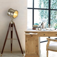 Lampes d'angle sur trépied de style nordique pour bureau, lampes sur pied vintage modernes décoratives en fer et en bois