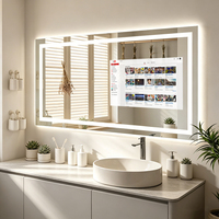 Miroir de fitness intelligent moderne avec horloge LED, miroir TV Android mural pour salle de sport, salon ou salle de bain