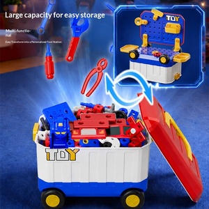Cassetta degli Attrezzi in Plastica per Bambini da 40 Pezzi, Set di Riparazione con Trapano Elettrico e Cacciavite, Banco da Lavoro Smontabile e Trasformabile per Ragazzi - Product Image 3