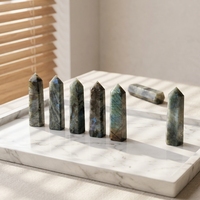 Tour hexagonale en labradorite naturelle, bleu or, polie à la main, surface lisse, pour la décoration intérieure et la méditation, pierre énergétique unique, cadeau