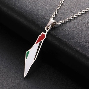 Collares de Plata y Oro PVD Antideslustre de Moda, Joyería Fina de Acero Inoxidable 316L, Collar de Palestina, Palestina Libre para Mujer - Product Image 1