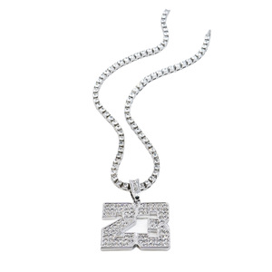 Articolo di Tendenza Transfrontaliero: Ciondolo Hip-Hop Numero 23 con Lettera Diamantata, Catena in Lega Stile Bambù, Gioiello Completamente Tempestato di Diamanti per Uso Esclusivo - Product Image 4