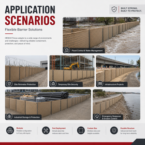 Barrière <span class=keywords><strong>Hesco</strong></span> préfabriquée en cage de sable - Mur de bastion Mil 7 pour barrière anti-inondation et fortification à déploiement rapide - Product Image 2