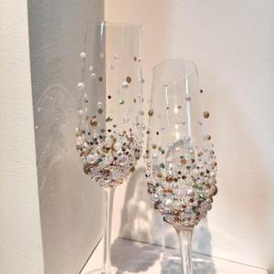 Set de regalo empresarial de lujo personalizado: Copas de cristal artesanales con perlas y diamantes, modernas, templadas y sostenibles, para Sr. y Sra. - Product Image 3