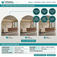 Comptoir d'accueil minimaliste moderne en MDF écologique et durable pour hall d'hôtel et bureau d'entreprise