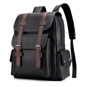 Soft PU Leather Casual <strong>Black</strong> Leather <strong>Backpack</strong> Business Student <strong>School</strong> Bag Multifunctional Daily Commute Laptop <strong>Backpack</strong> - Product Image 5