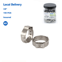 Colliers de serrage PEX en acier inoxydable 304 certifiés NSF KING SMART, 3/8 pouce, type oreille