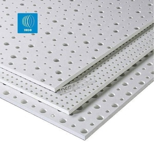 Tablero de yeso perforado con agujero circular absorbente de sonido 1200*2400, papel acústico trasero negro de gran tamaño - Product Image 1