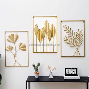 Decorazioni Murali in Ferro a Foglie Dorate, Moderne e Creative per <span class=keywords><strong>Soggiorno</strong></span>, Sfondo Divano, Decorazioni a Mosaico da Appendere, Artigianato in Metallo - Product Image 1