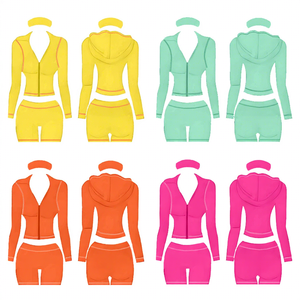 Set Sportivo Tre Pezzi da <span class=keywords><strong>Donna</strong></span> <span class=keywords><strong>Primavera</strong></span> 2026: Giacca con Cappuccio e Pantaloncini, Moda Y2K Personalizzabile - Product Image 1