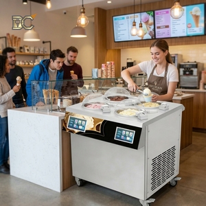 Machine à glaces artisanales commerciales à 4 saveurs avec vitesse variable, congélateur vertical à cylindre pour glaces dures en lots - Product Image 1