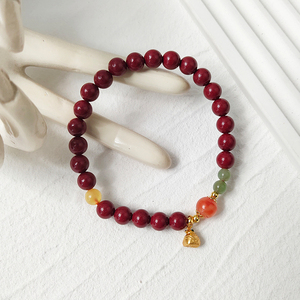 Exquisita cinnabarita de alta calidad, jaspe, pulsera de moda de ámbar con amuleto de melocotón de la <span class=keywords><strong>suerte</strong></span> Boost Prosperity Luck Elegance Health - Product Image 1