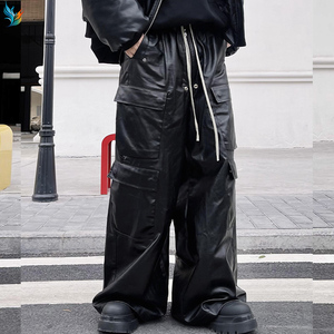 <span class=keywords><strong>Pantaloni</strong></span> Cargo in <span class=keywords><strong>Ecopelle</strong></span> Nera Personalizzati, Larghi e Comodi, Stile Hip Hop con Tasche per <span class=keywords><strong>Uomo</strong></span> - Product Image 1