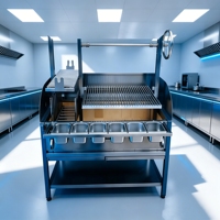 Barbecue Santa Maria Grill moderne en acier inoxydable de qualité supérieure, station de barbecue professionnelle au charbon de bois avec grille à hauteur réglable