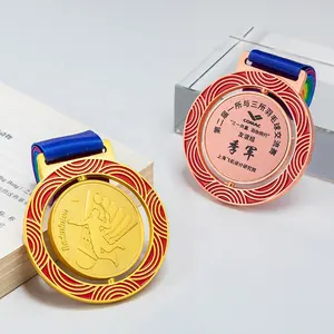 Biaya pengiriman rendah medali sepeda gunung untuk penjualan olahraga Souvenir medali pita penghargaan Eropa medali perunggu khusus
