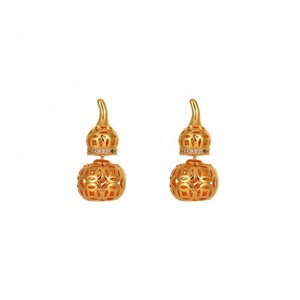 Pendientes de Botón de Diseño Retro de Alta Gama, Estilo Antiguo, Diseño de Lujo Ligero para Mujer, Calabaza Hueca Moderna y Versátil con Circonita - Product Image 6