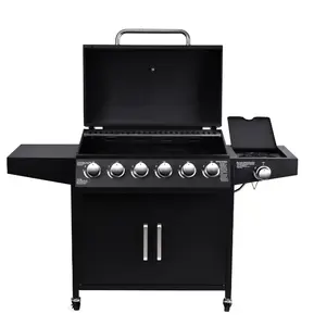 Factory Supplier 5+1 burners Good Quality Outdoor Grill Counter Griddle Steel Gas Barbecue Grill