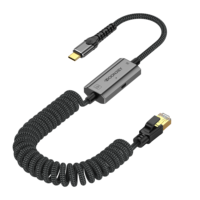 2.5 Gigabit LAN Ethernet câble adaptateur PD 100W TYPE C RJ45 90 degrés coude à Angle droit pour ordinateur portable téléphone Mobile Stock disponible