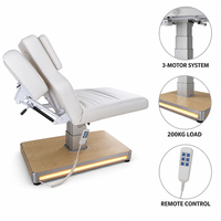 Lit de beauté électrique à 3 moteurs, base en métal, capacité de charge de 200 kg, télécommande, hauteur réglable, microblading, soins de la peau, salon