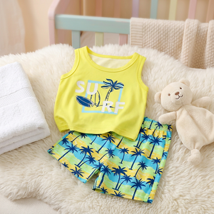 Qingli OEM Personalizzato Fabbrica Senza Tariffe 2026 Nuovo Set Estivo Personalizzato per Bambini con Stampa Cartoon <span class=keywords><strong>Surf</strong></span> in Seta di Latte, Canotta e Pantaloncini Casual - Product Image 4