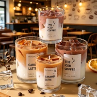 Handgefertigte Moderne Sojawachs-Kerze mit Matcha-Gelee und Eiskaffee-Aroma, Rauchfreie Romantische Duftkerze für Schlafzimmer