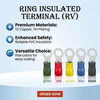 RV-Serie Zertifizierte PVC-isolierte Anschlussklemmen, Verstärkte T2 Rotkupfer Verzinnte Elektrische Ringklemmen Premium-Anschlüsse