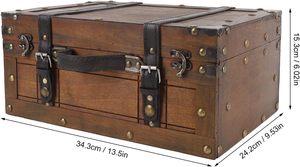 Cofre Grande de Madera Vintage, Caja Decorativa para Joyas, Recuerdos, <span class=keywords><strong>Ropa</strong></span> y Juguetes, Caja de Almacenamiento de Madera, Cofre del Tesoro - Product Image 2