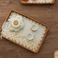 Moderne rieten rechthoekige opbergbak, draagbaar, handgeweven, voor snacks & fruit, dessert & thee.