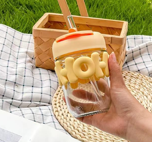 Gobelet en verre portable de 400 ml pour enfants, écologique, esthétique, avec chaîne de perles et bouchon à paille, idéal pour l'été – USA Mairun Back - Product Image 3
