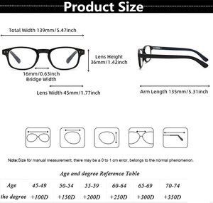 Kính đọc sách hình chữ nhật kính vuông chống ánh sáng màu xanh Kính đọc sách cho Unisex ống kính theo toa Eyewear UV400 bảo vệ - Product Image 4
