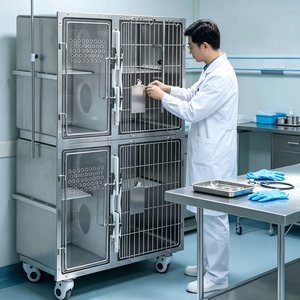 Jaula Reutilizable de Acero Inoxidable de 6 Puertas <span class=keywords><strong>para</strong></span> <span class=keywords><strong>Perros</strong></span> y Gatos, Uso Médico y Veterinario, <span class=keywords><strong>para</strong></span> Hospitales y Cirugía - Product Image 2