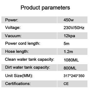 Mesin Pembersih Karpet Portabel CE CB, Vacuum Basah dan Kering, Semprotan Pembersih Noda Karpet, Vacuum Sofa untuk Rumah - Product Image 6